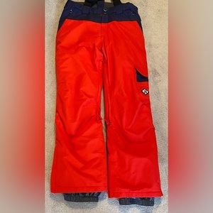 Firefly Richy Aquamax Red and Navy Lined Snow Ski Juniors Suspender Pants